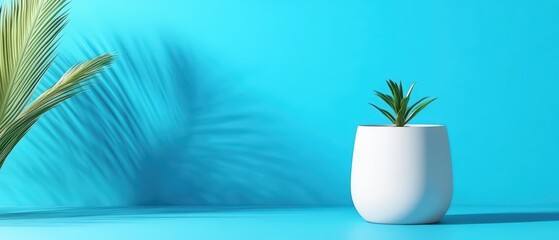 Poster - Stylish plant nestled in a pure white vase adding modern charm to a minimalistic room interior design