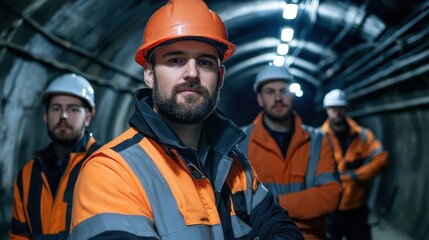 Poster - A group of men in orange safety vests are posing for a picture