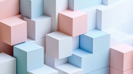 Aufkleber - A colorful image of blocks in various shades of pink, blue, and white