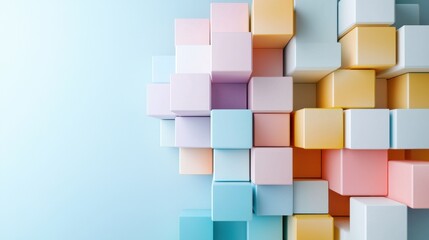 Aufkleber - A colorful cube wall with a blue background
