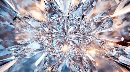 Poster - Luxury diamonds elegantly arranged in a symmetrical pattern on a crystal surface.