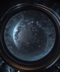 Wall Mural - nighttime view through a large telescope lens, astronomy, galaxy