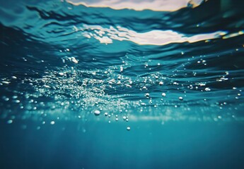 Poster - Underwater Scene with Bubbles and Waves Capturing the Beauty of Aquatic Life in a Calm and Serene Environment Perfect for Nature Lovers and Ocean Enthusiasts