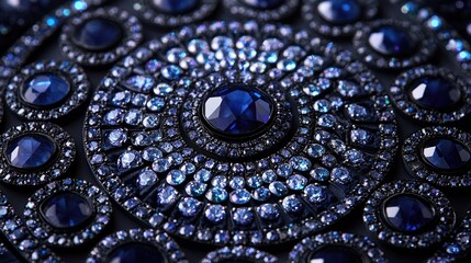 Poster - Luxury sapphires arranged in a circular pattern, catching light from multiple angles.