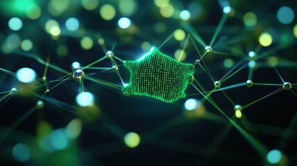Poster - A stunning green sphere set against a black background creating a striking visual contrast ideal for technology and art imagery