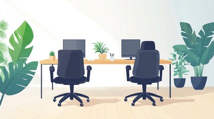 Poster - Two modern workspaces, light and airy office