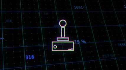 Poster - Animation of joystick icon on digital grid with numerical data in background