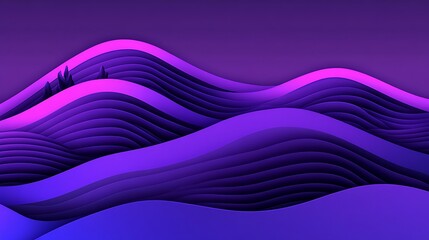 Poster - Abstract Purple Hillscape Digital Art Graphic