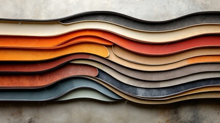 Poster - Abstract Wave Layers of Colorful Material Samples