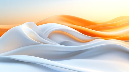 Poster - Abstract White and Orange Fabric Waves Design