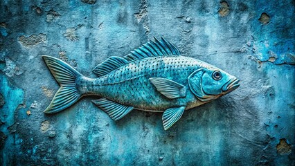 Poster - Abstract Fish Design on Mottled Concrete: Gradient Fade Architectural Photography