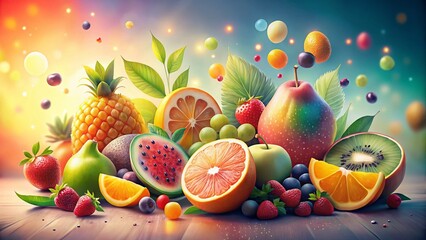Poster - Abstract Fruit Bokeh Illustrations: Nature-Themed Design Stock Photo
