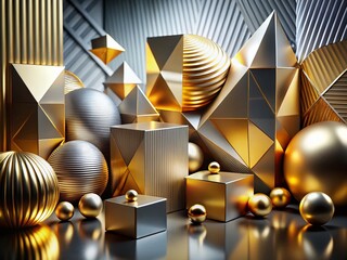 Poster - Abstract Gold and Gray Texture: Elegant Minimalist Background