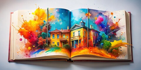 Poster - Abstract Journal Page Design: Paint Splatter & Brushstrokes Architectural Photography