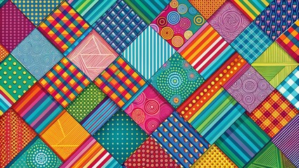 Poster - Abstract Patchwork Line Art Background: Modern Geometric Design with Copy Space