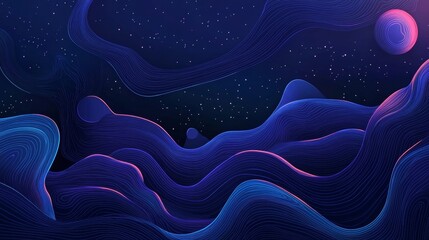 Wall Mural - Illustration of a dark blue and purple galaxy background, power point background