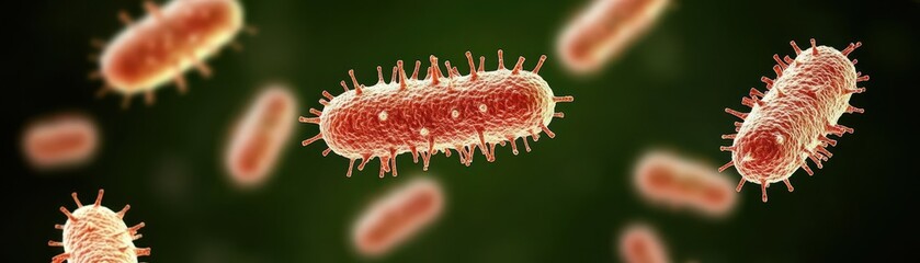 Poster - Detailed visualization of a pathogen cell illustrating immune response cells interacting with the biological structure in focus