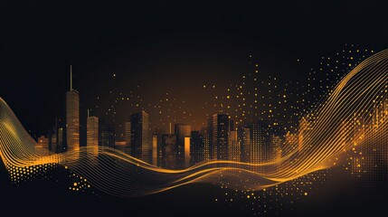 Poster - Golden city skyline abstract background