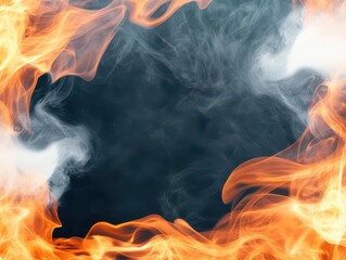 Poster - Captivating fire frame with flickering flames creating a cozy and warm ambiance for interior spaces and decor