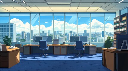 Poster - City Office Interior View, Sunny Day. Possible use Stock Photo