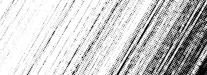 Aufkleber - Halftone diagonal scratch background. Fading grit noise texture. Dotted pop art sandy wallpaper. Retro pixel backdrop. Anime or manga style comic overlay. Vector grunge slanted halfton glitch template