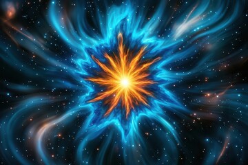Aufkleber - Stunning star at the center of a beautiful nebula surrounded by colorful gas and dust clouds in the night sky