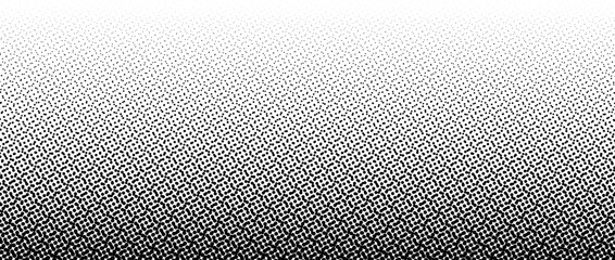 Poster - Black halftone gradient background. Fading overlapping dotted halftone texture. Vanishing polka dot backdrop. Raster pixel gradation pattern. Vector comic pop art overlay wallpaper for ad poster flyer