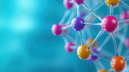 Aufkleber - Colorful molecular model displaying atoms and bonds in a scientific representation of chemistry and biology concepts