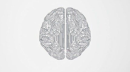 Poster - Human brain with circuit board design, conceptual illustration, possibly for technology, education, or science