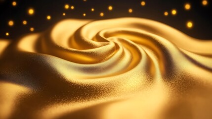Poster - Golden Fabric Swirl with Sparkling Background