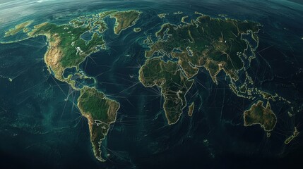 Poster - Global commerce and shipping industry visualization with interconnected supply chains.