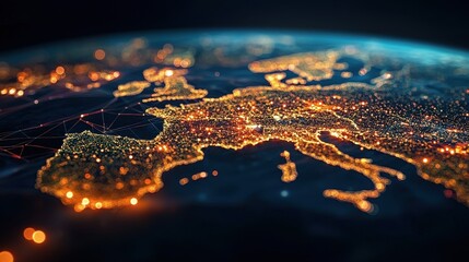 Poster - Global economic strategy visualization with interconnected corporate trading links.