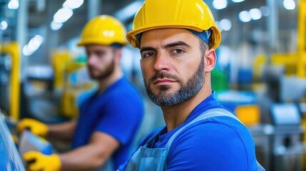 Leinwandbilder - Man working diligently in a factory environment, highlighting the importance of industrial labor and productivity