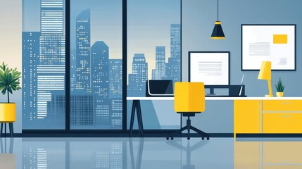 Poster - Modern office with city view (10)