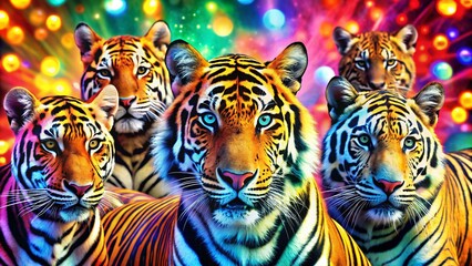 Poster - Colorful Pop Art Animal Print Background Bokeh Effect - Website Design