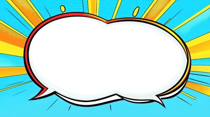 Poster - Whimsical speech bubble over a colorful background evoking imagination and creativity in communication concept