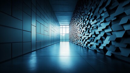 Poster - Modern Abstract Corridor Design with Geometric Walls