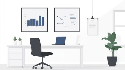 Aufkleber - Modern office workspace with graphs and documents