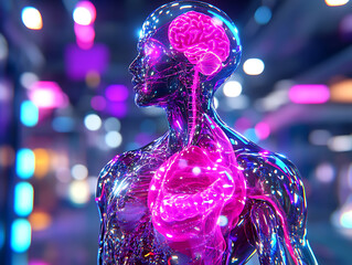Poster - Exploring neural connections and human anatomy digital art futuristic environment abstract viewpoint