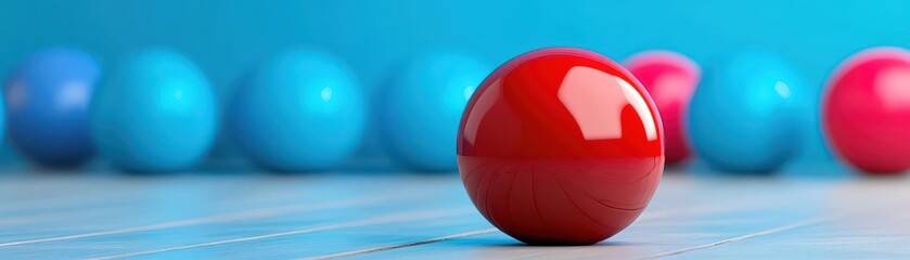 Aufkleber - Vibrant red egg nestled among soft blue eggs creating a captivating visual contrast on a light background