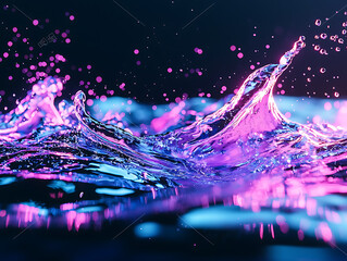 Poster - Dynamic water splash art studio setting photography colorful background close-up perspective fluid motion concept