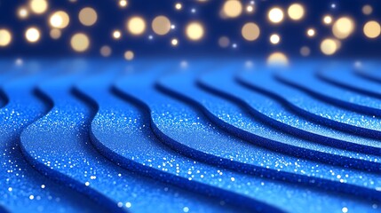 Poster - Sparkling Blue Glittering Wavy Surface Background