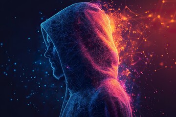 Poster - A digital representation of a person in a hooded sweatshirt