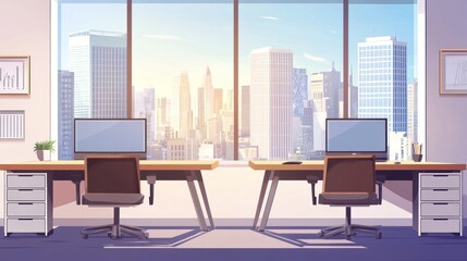 Poster - Office workspace with city view (1)