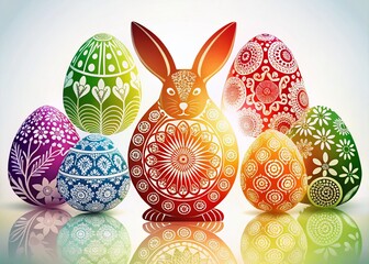 Poster - Easter Art Deco Silhouette: Geometric Pattern Texture Background