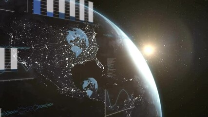 Poster - Earth from space with data charts and graphs animation overlay