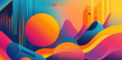 Poster - Colorful abstract artwork featuring geometric shapes and gradients of color