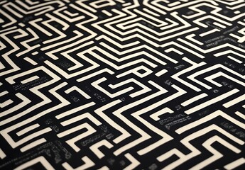 Poster - Intricate Black and White Maze Pattern for Creative Projects