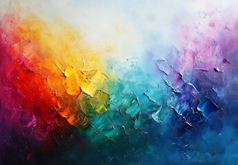 Poster - Abstract Painting with Vibrant Colors in Rich Texture and Detail