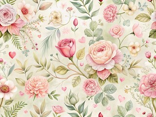  Elegant Organic Valentine's Day Pattern: Digital Backdrop for Romantic Designs